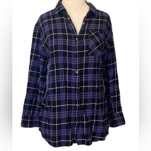 Dark Navy Blue Flannel Button Down Shirt -M